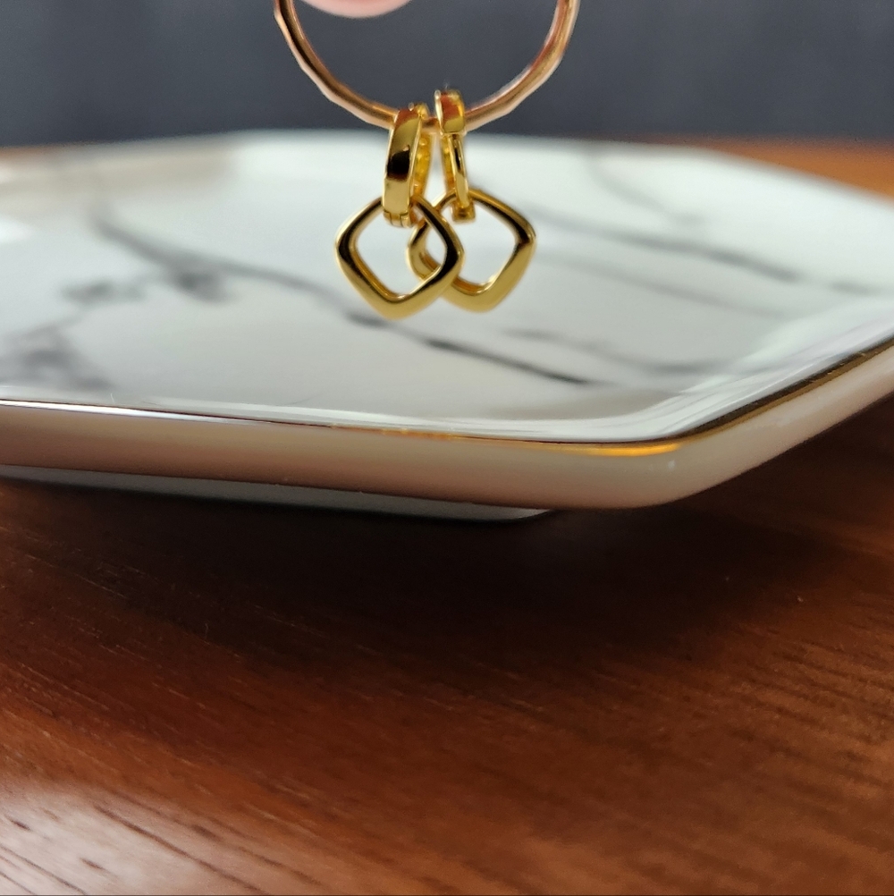 Dangling Double Hoop Gold Earrings
